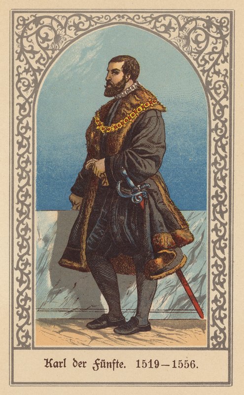Karl V, tysk-romersk kejser (farvelitografi) af (after) German School