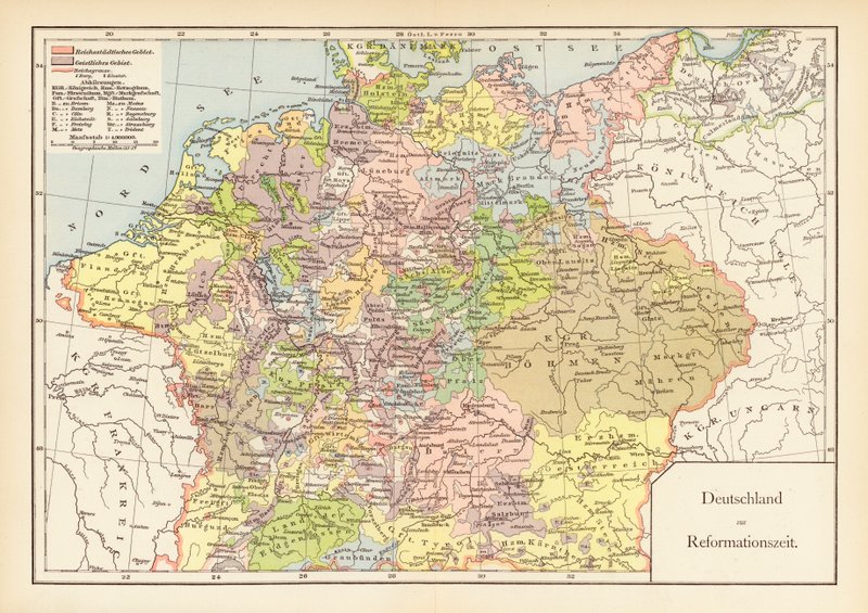 Tyskland på reformationstiden (farvelitografi) af (after) German School
