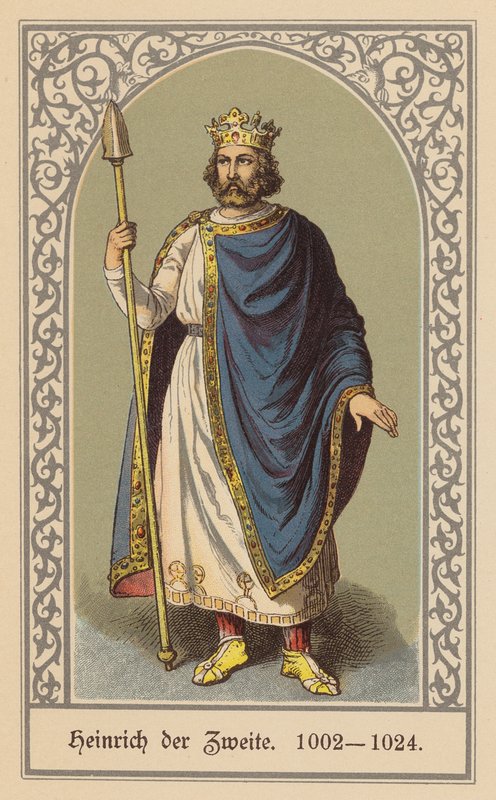 Henrik II, tysk-romersk kejser (farvelitografi) af (after) German School