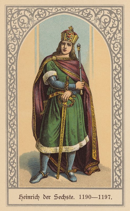 Henrik VI, tysk-romersk kejser (farvelitografi) af (after) German School