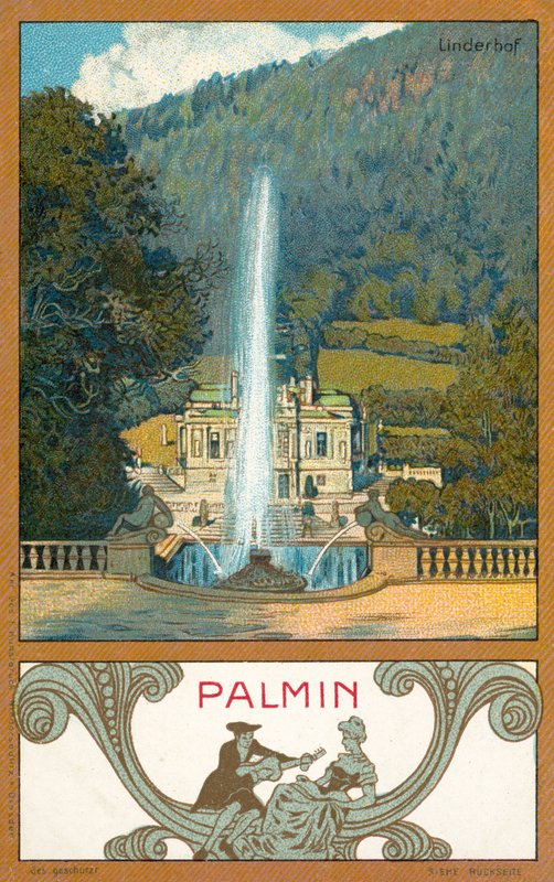 Linderhof Slot, Bayern (chromolitho) af (after) German School