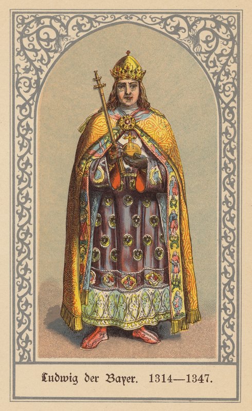 Ludvig IV, tysk-romersk kejser (farvelitografi) af (after) German School