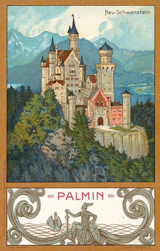Neuschwanstein Slot, Bayern (chromolitho) af (after) German School