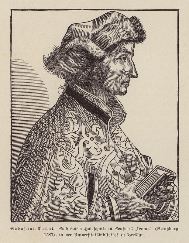 Sebastian Brant, tysk renæssancehumanist og satiriker. (træsnit) af (after) German School
