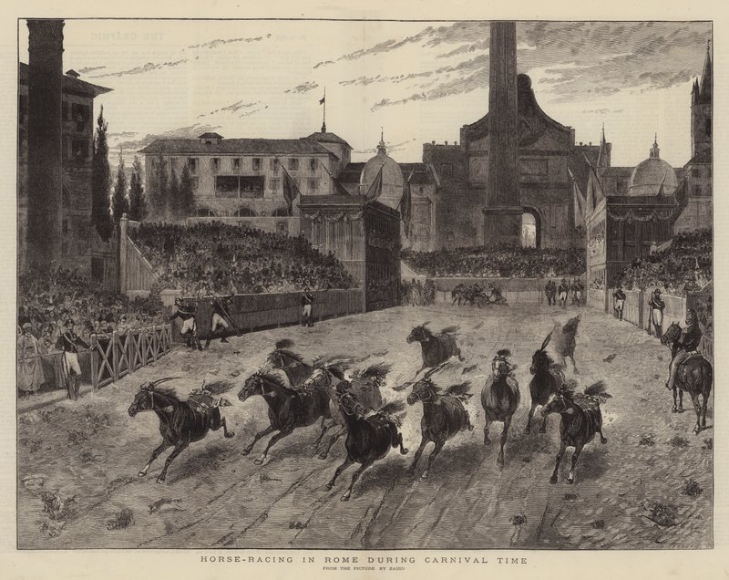 Hestevæddeløb i Rom under karnevalstid (gravering) af (after) Italian School