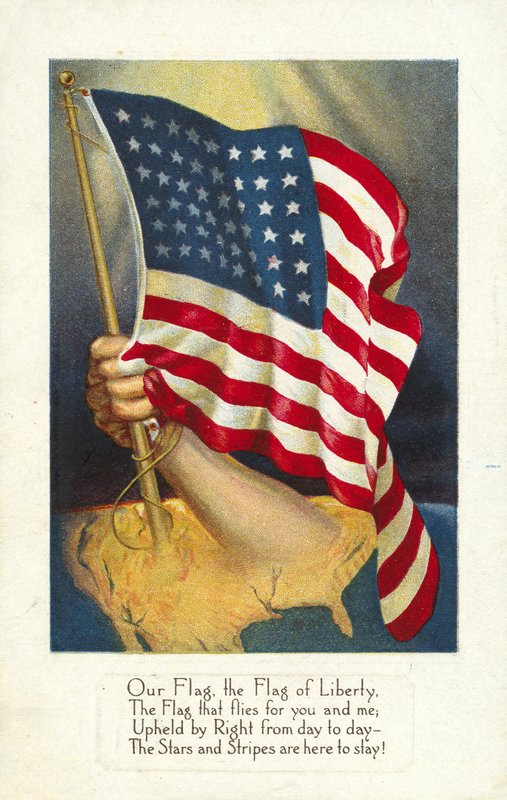 Amerikansk flag dukker op fra Amerika af American School