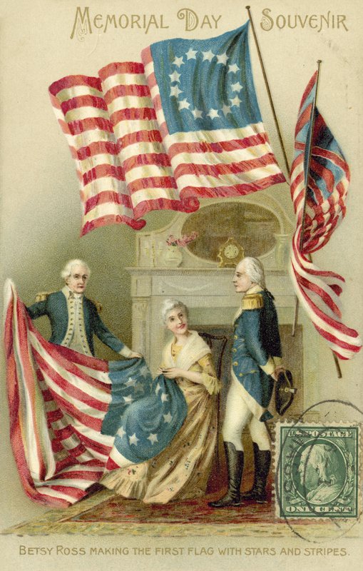Betsy Ross laver det første amerikanske flag af American School