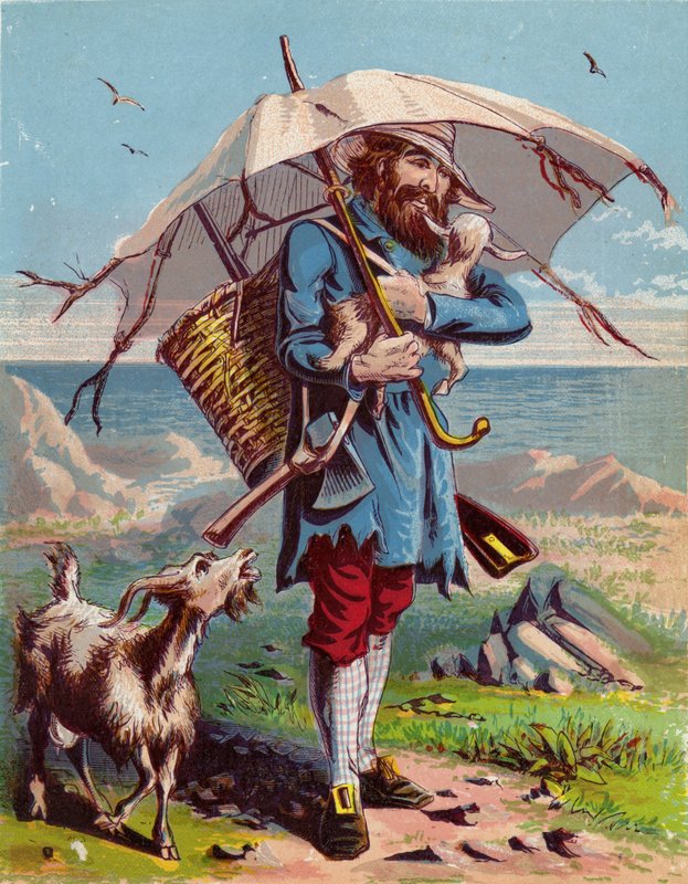 Illustration til Robinson Crusoe af American School