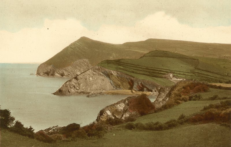 Combe Martin, Bay og Hangman Hill af English Photographer