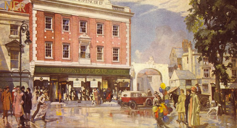 En georgiansk facade, der bevarer den lokale karakter af indkøbscentret, 1925 af English School