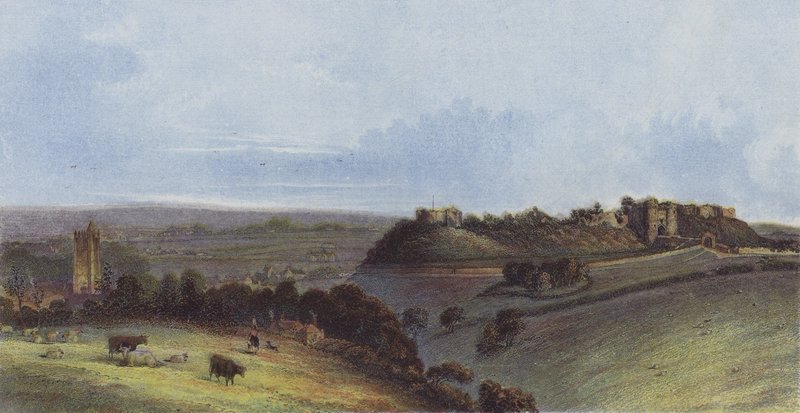 Carisbrooke Castle og landsby af English School