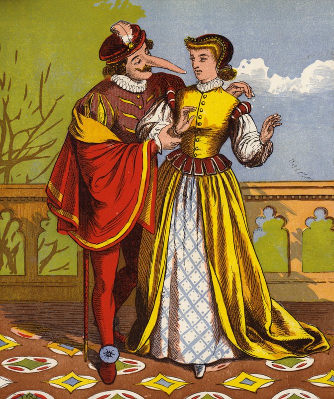 Mand med lang næse, muligvis Cyrano De Bergerac af English School