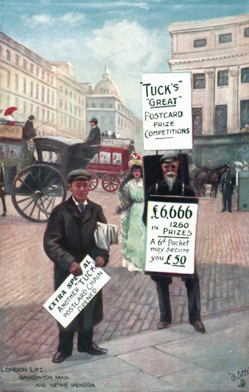 Mænd med sandwich-tavler, London af English School