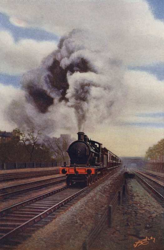 Irish Express på vej op ad bredden mellem Euston og Chalk Farm, London and North Western Railway af English School