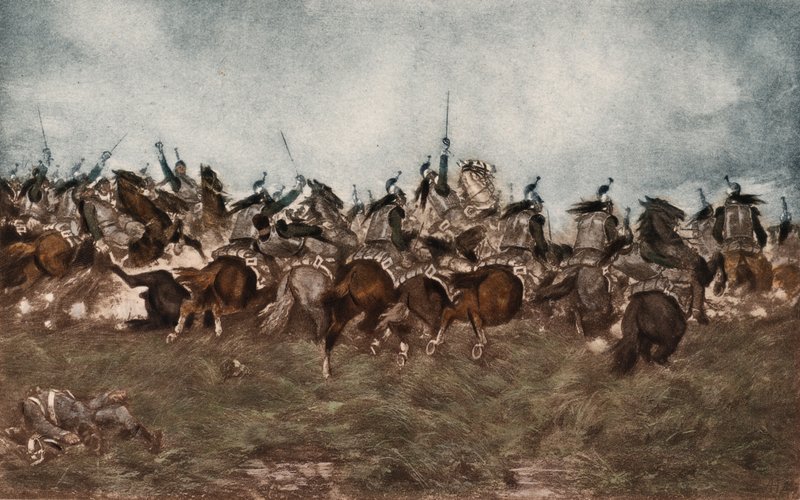 The Old Guard at Waterloo (farvefotogravure) af English School