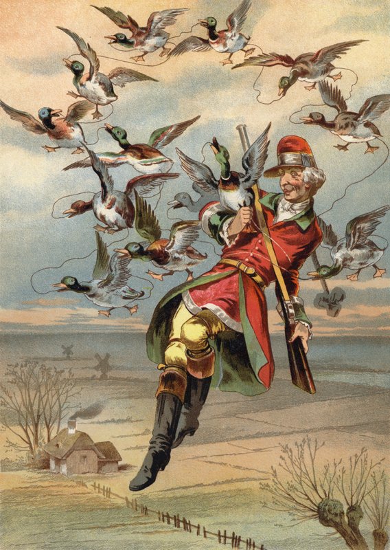 Illustration til Baron Munchausens eventyr af European School