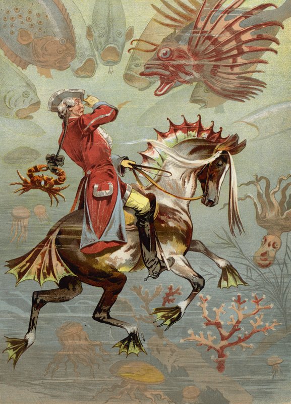 Illustration til Baron Munchausens eventyr af European School
