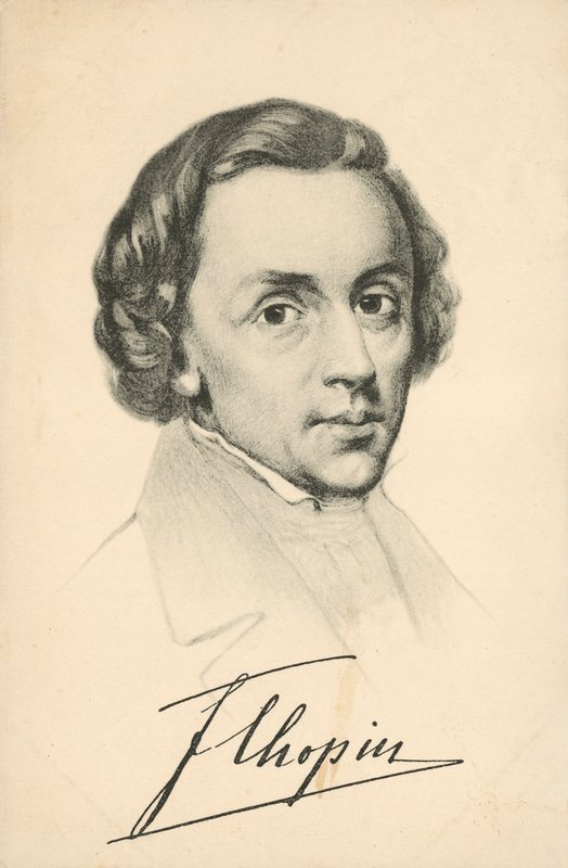 Portræt af Frederic Chopin, med signatur af European School
