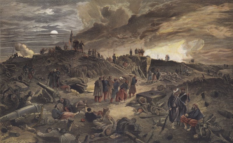 Ruinerne af Malakoff-skansen efter indtagelsen af den af franskmændene, belejringen af Sevastopol, 8. september 1855 af European School