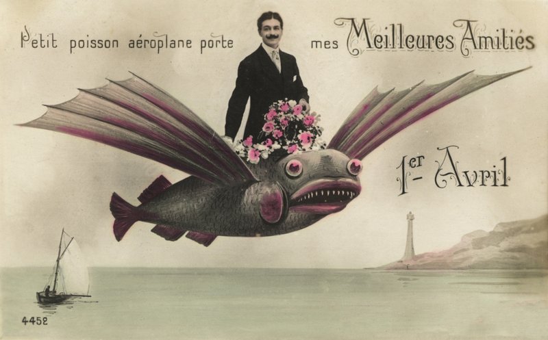 Mand på en flyvende fisk af French Photographer