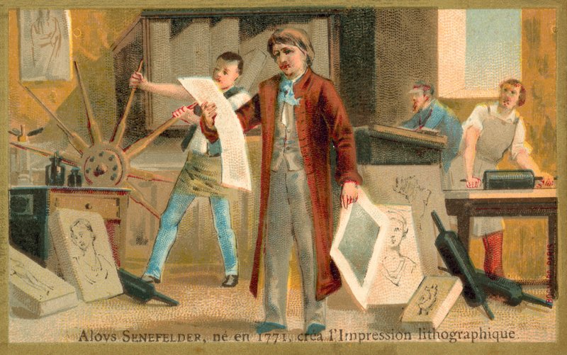 Alois Senefelder, tysk opfinder af litografi af French School