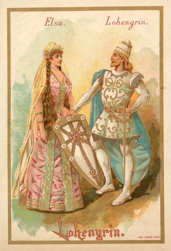 Elsa og Lohengrin, fra Richard Wagners opera Lohengrin af French School