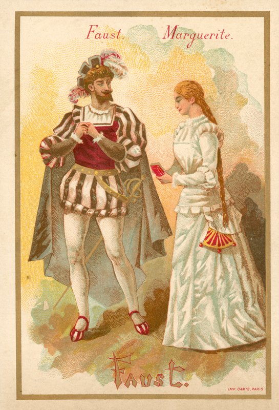 Faust og Marguerite, fra Charles Gounods opera Faust af French School