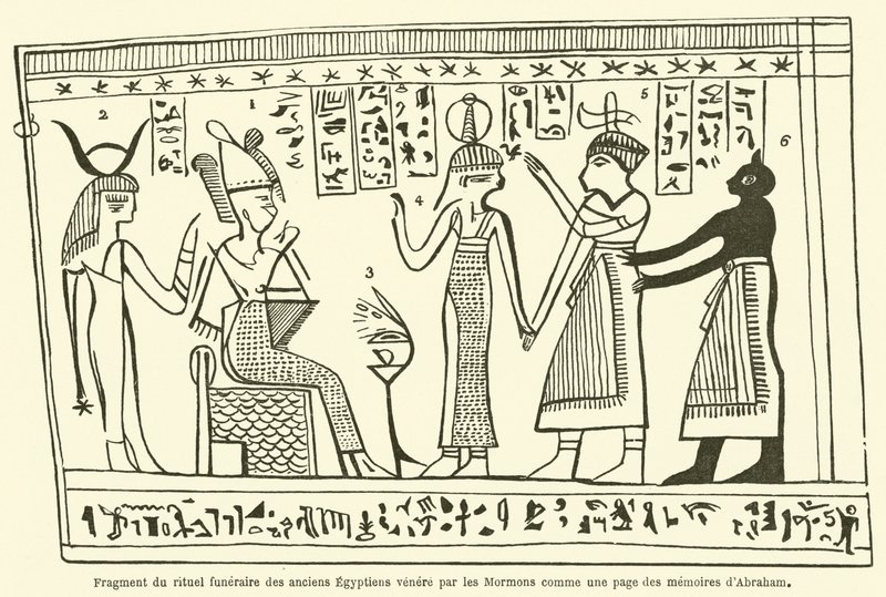 Fragment af det gamle egyptiske begravelsesritual æret af mormonerne som en side fra Abrahams erindringer af French School
