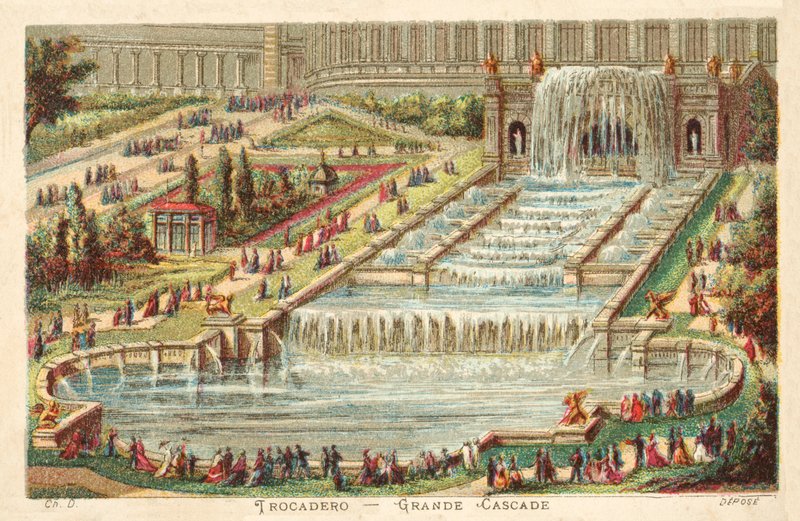 Stort vandfald, Trocadero Palace, Paris af French School