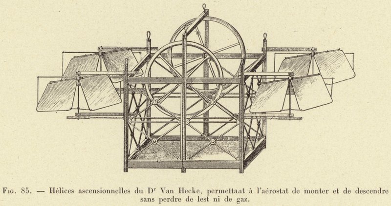 Dr. Van Heckes opadgående propeller, der tillader aerostaten at stige op og ned uden at miste ballast eller gas af French School