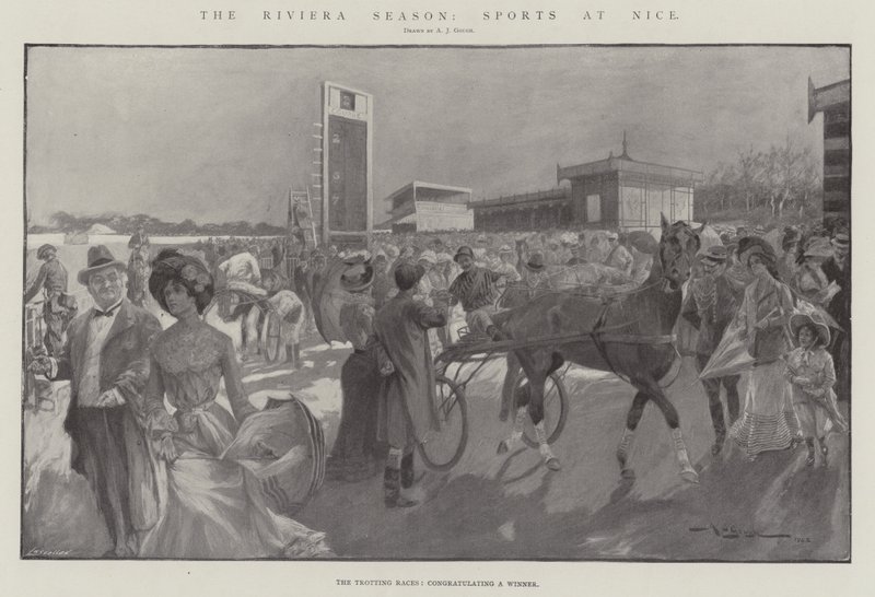 Riviera-sæsonen, Sport i Nice litho af A. J. Gough