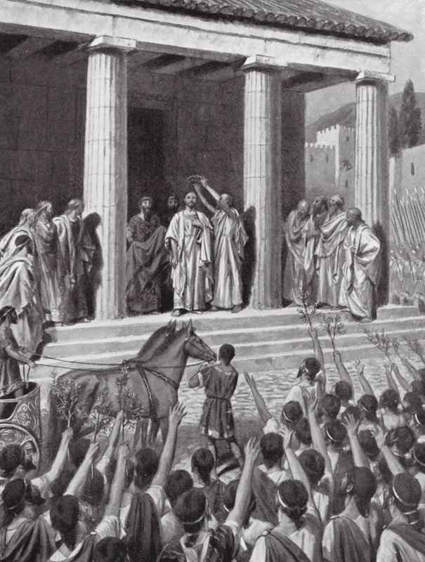Themistokles hædret i Sparta (litografi) af A.C. Weatherstone