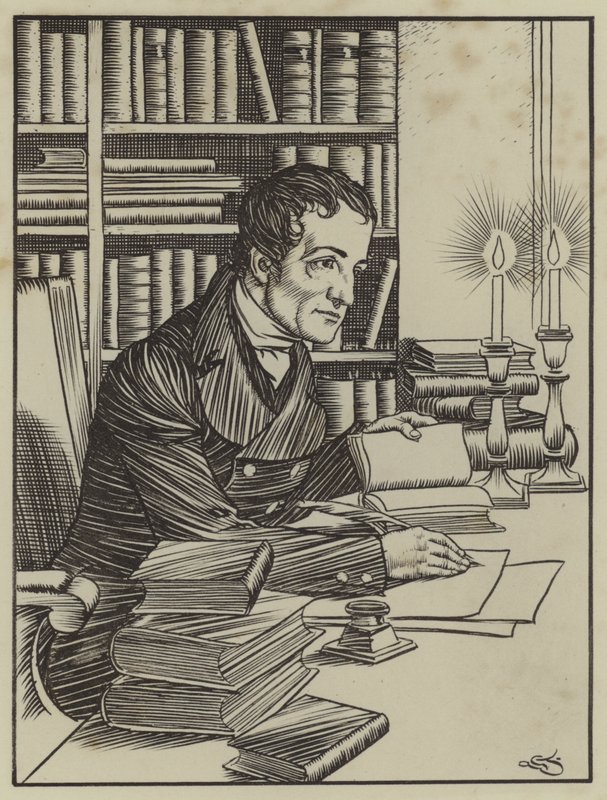 Illustration til The Essays of Elia af Charles Lamb (litho) af A. Garth Jones