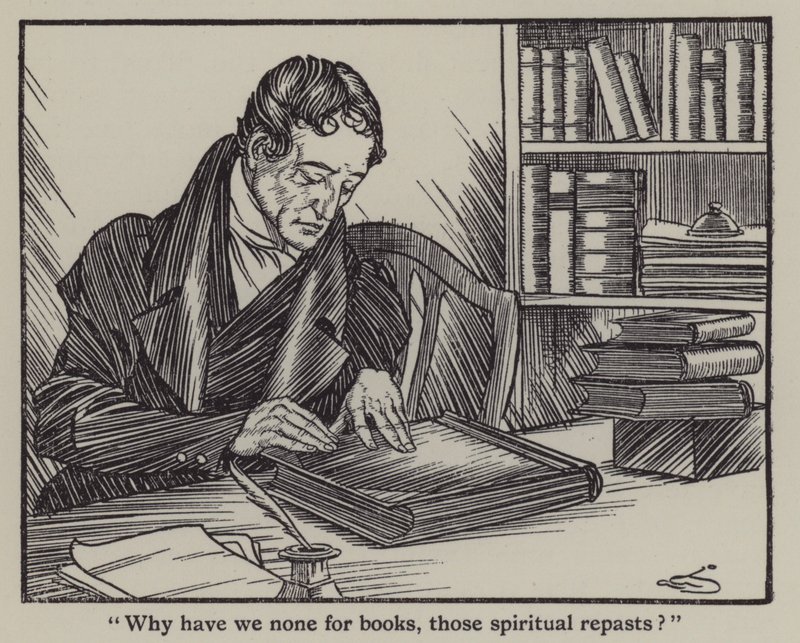 Illustration til The Essays of Elia af Charles Lamb (litho) af A. Garth Jones