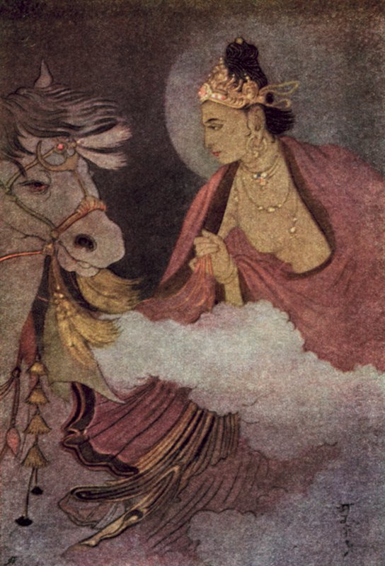 Prins Siddharthas afgang (farve litho) af Abanindranath Tagore