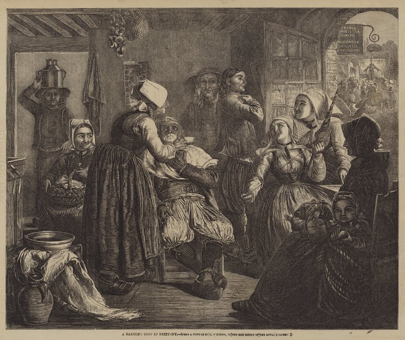 En barberbutik i Bretagne af Abraham Solomon