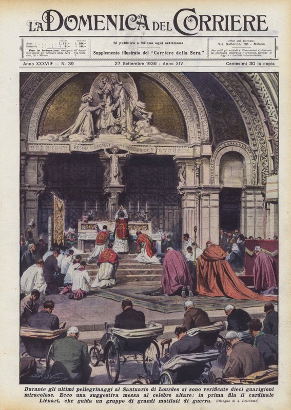 Under de sidste pilgrimsrejser til Lourdes-helligdommen fandt ti mirakuløse helbredelser sted af Achille Beltrame