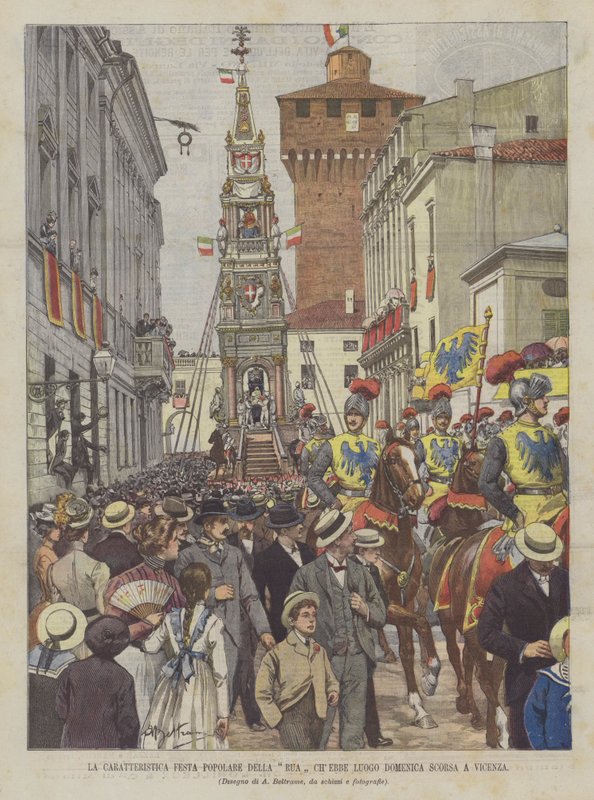 Den karakteristiske populære festival på Rua ChEbbe Place sidste søndag i Vicenza af Achille Beltrame