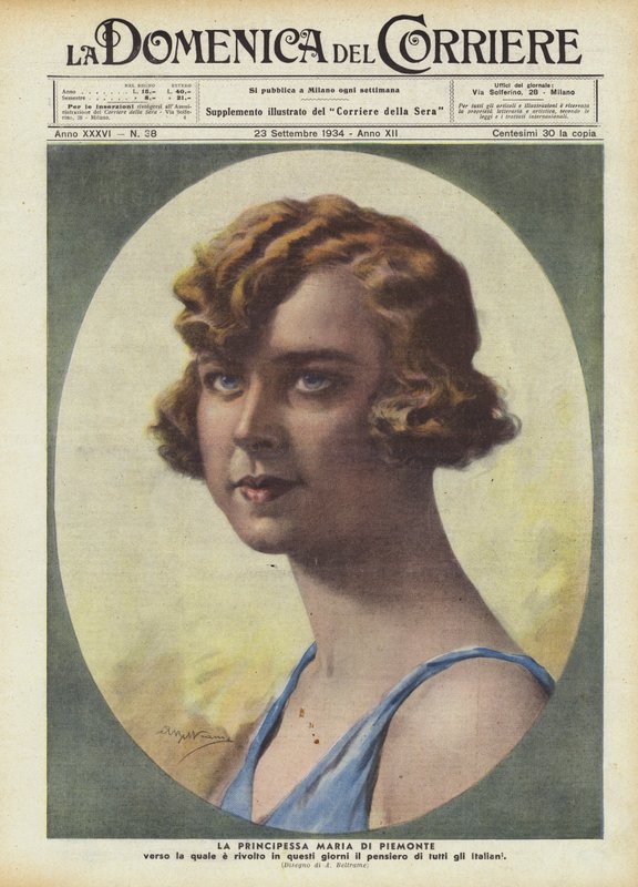 Prinsesse Maria di Piemonte, som alle italieneres tanker er vendt mod i disse dage af Achille Beltrame