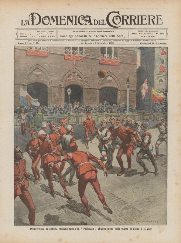 Pallonata er en genoplivning af gamle historiske festivaler, og den finder sted på Piazza di Siena den 18. af Achille Beltrame