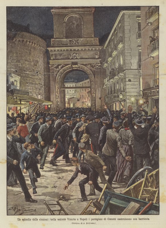 En episode af valget, i vikariatsafdelingen i Napoli bygger partisanerne fra Ciecotti en barrikade af Achille Beltrame