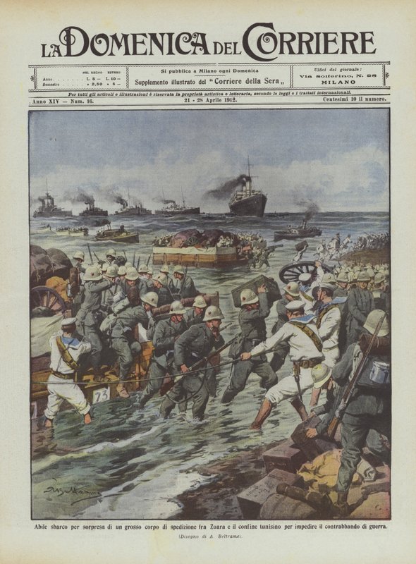 Snedig overraskelseslanding af en stor ekspeditionsstyrke mellem Zuara og den tunesiske grænse for ? af Achille Beltrame