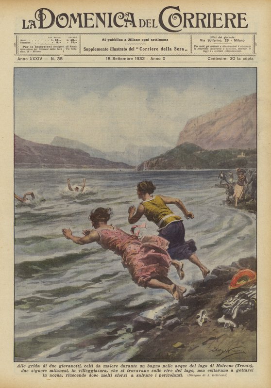 Til skrig fra to unge mænd, der blev syge under et bad i søen Molveno? af Achille Beltrame