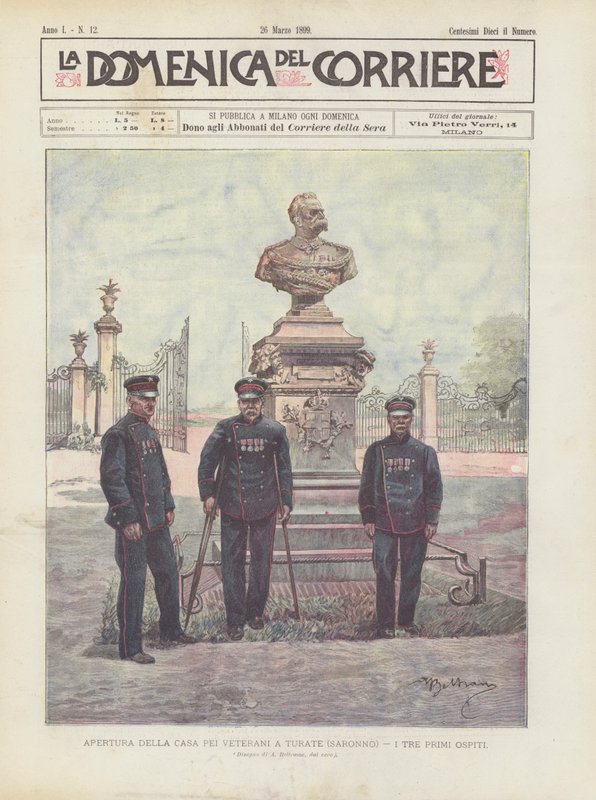Åbning af Casa Pei Veterani i Turate (Saronno), De tre første gæster af Achille Beltrame