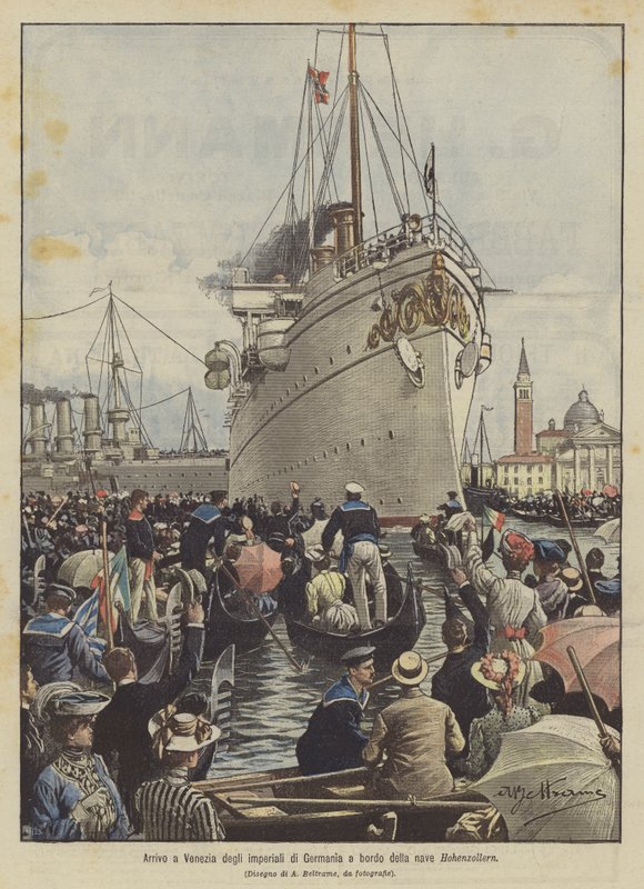 De tyske kejsere ankommer til Venedig om bord på Hohenzollern-skibet af Achille Beltrame