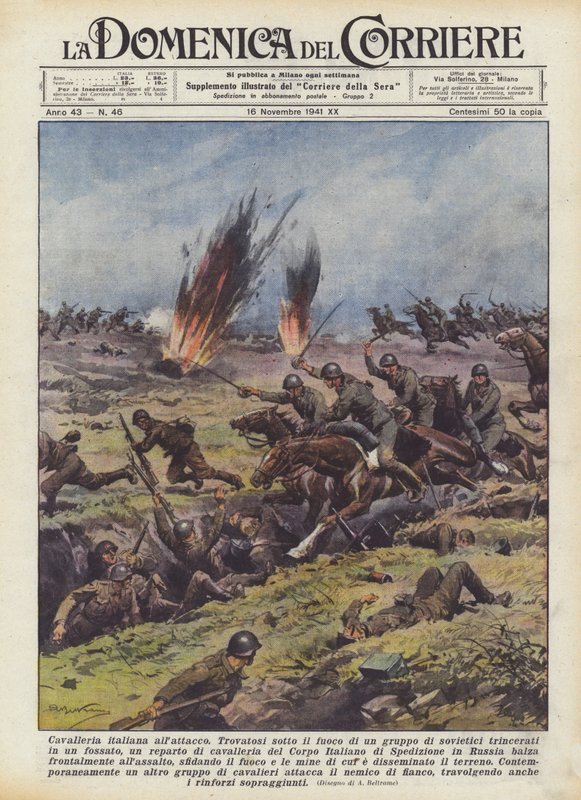 Italiensk kavaleri på angreb af Achille Beltrame