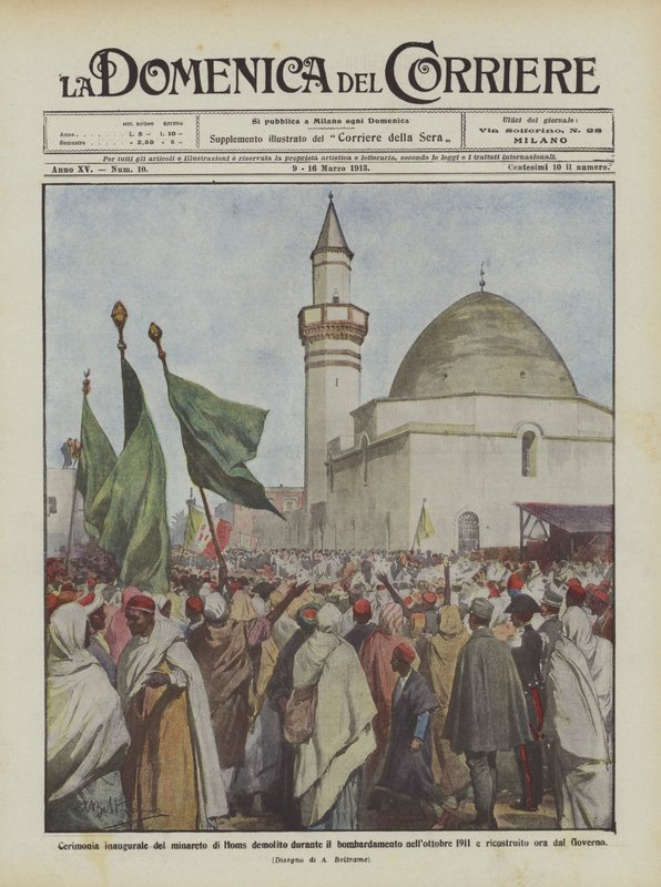 Indvielsesceremoni for minareten i Homs, der blev ødelagt under bombardementet i oktober 1911 ? af Achille Beltrame