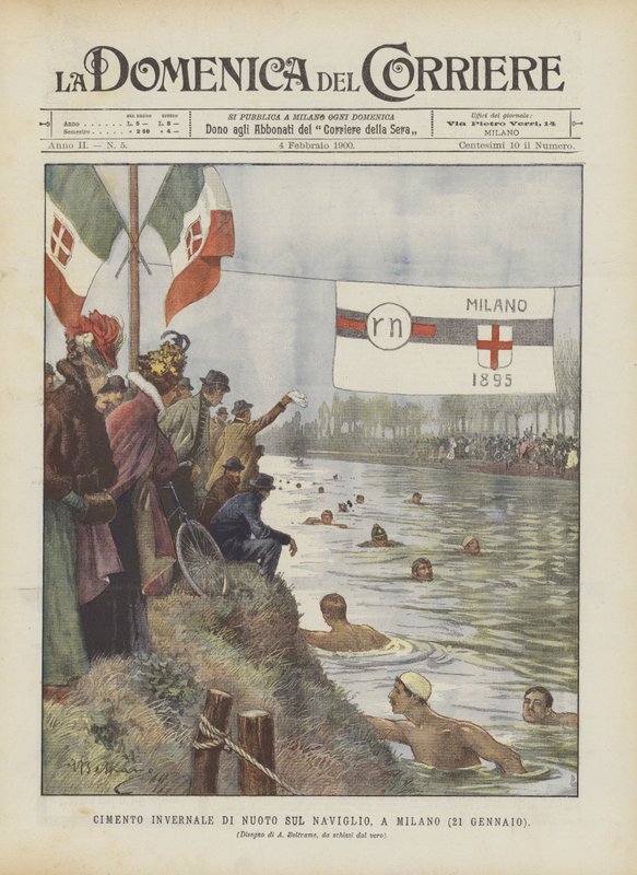 Vintersvømmeprøve på Naviglio i Milano (21. januar) af Achille Beltrame