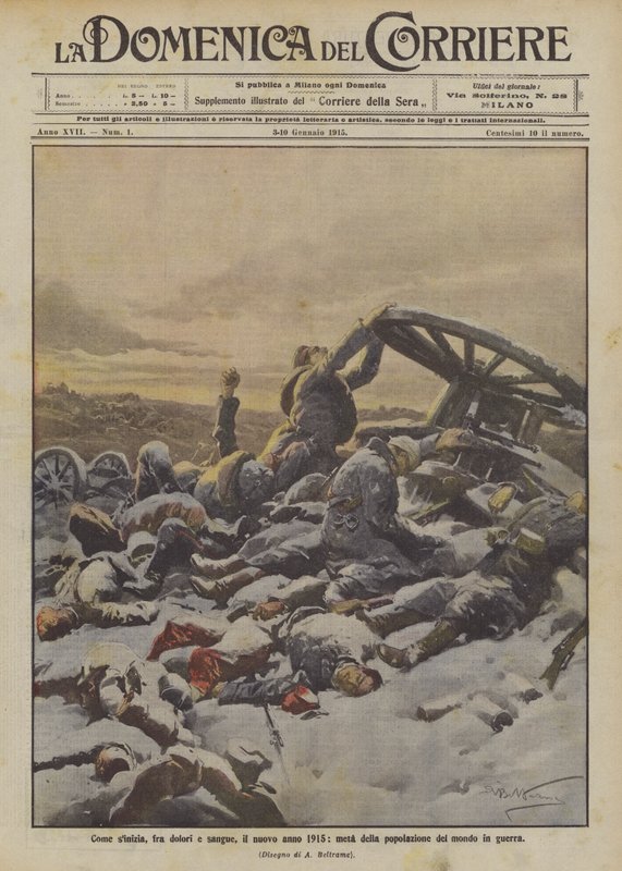 Hvordan det nye år 1915 begynder, midt i smerte og blodsudgydelser, med halvdelen af verdens befolkning i krig af Achille Beltrame