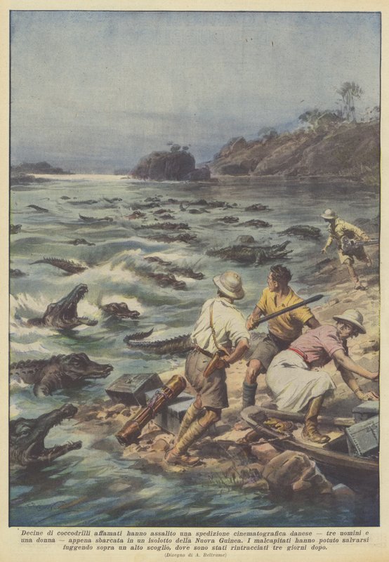 Snesevis af sultne krokodiller stormede en dansk filmekspedition? af Achille Beltrame